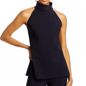 New Chiara Boni La Petite Robe Tiffynka Halter Top in Black Size 2